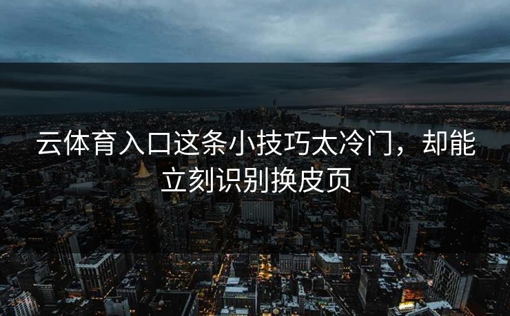 云体育入口这条小技巧太冷门，却能立刻识别换皮页