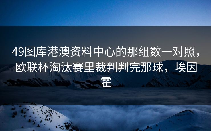 49图库港澳资料中心的那组数一对照，欧联杯淘汰赛里裁判判完那球，埃因霍