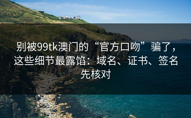 别被99tk澳门的“官方口吻”骗了，这些细节最露馅：域名、证书、签名先核对