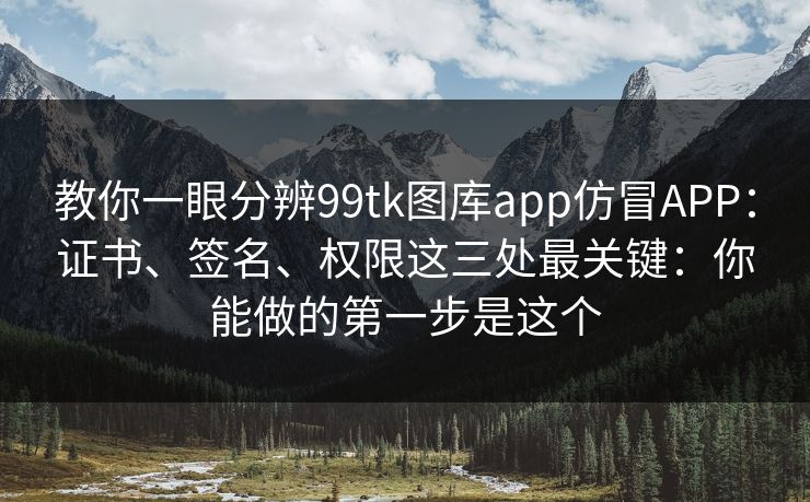 教你一眼分辨99tk图库app仿冒APP：证书、签名、权限这三处最关键：你能做的第一步是这个