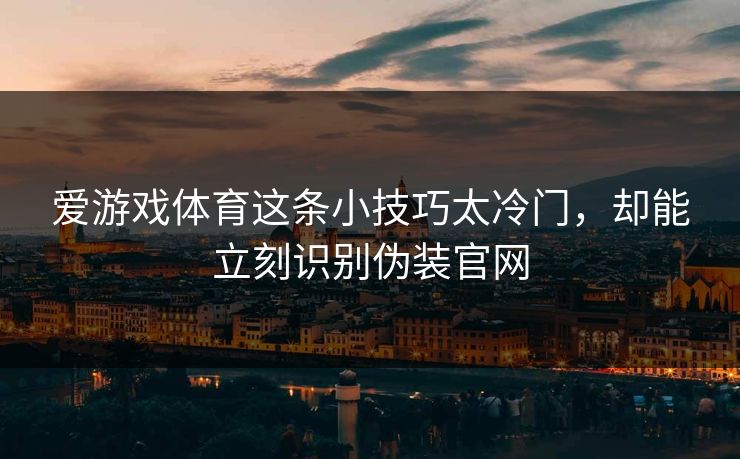 爱游戏体育这条小技巧太冷门，却能立刻识别伪装官网